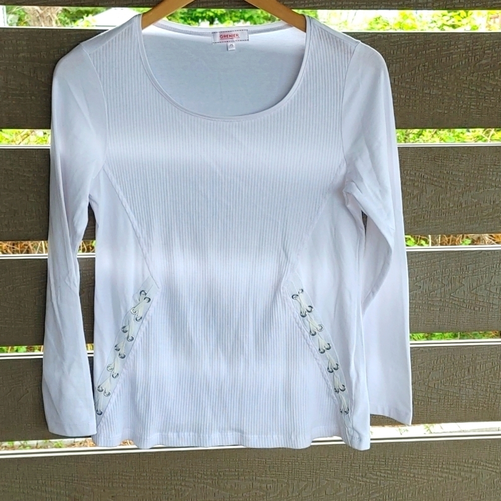 Grenier‎ White long sleeve blouse size Small
